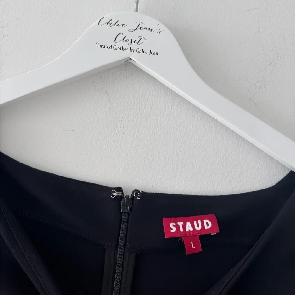 STAUD Hawthorne Dress in Black Navy L - Picture 6 of 7